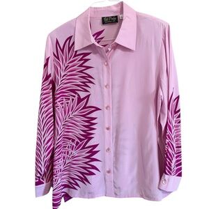 Bob Mackie Pink and Purple Leaf Pattern Shirt
